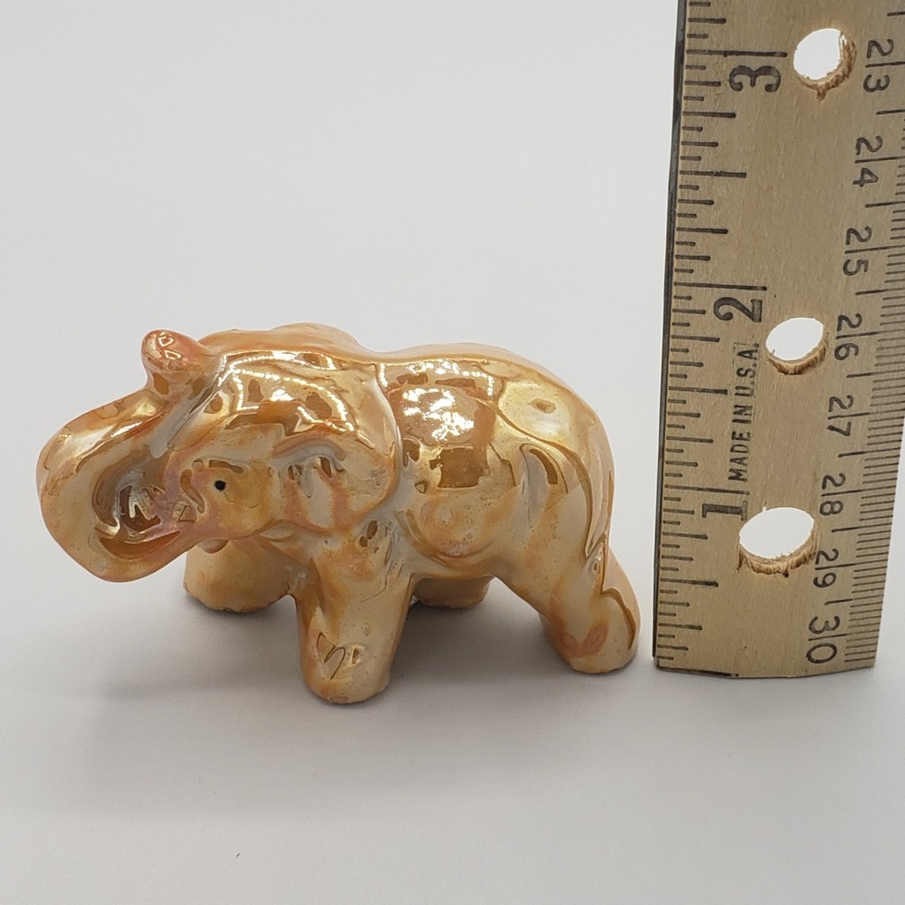 Vintage Mini Elephant Figurine Made In Japan Pearlescent Peach